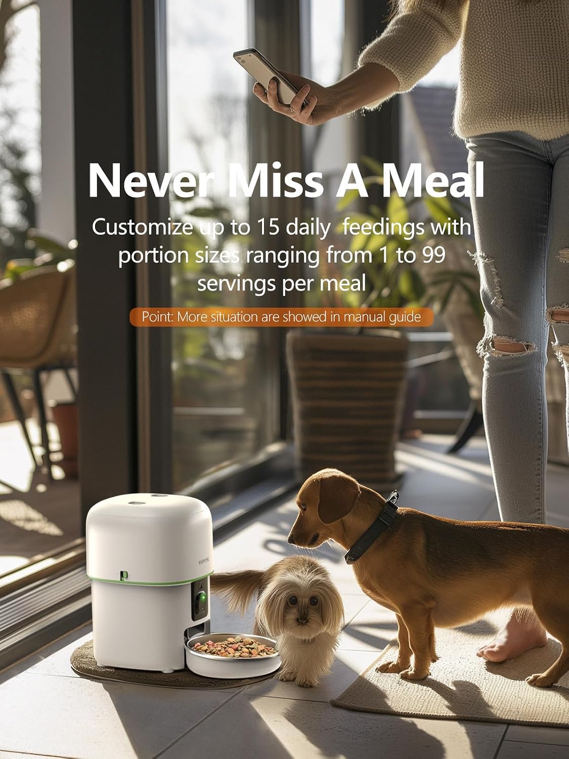 Automatic Cat Feeder, Over 180-day Battery Life - 2L-White / WiFi & Camera - image 2