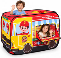 Cecailin fire truck pop up play tent for kids with roll-up door in red - view 4