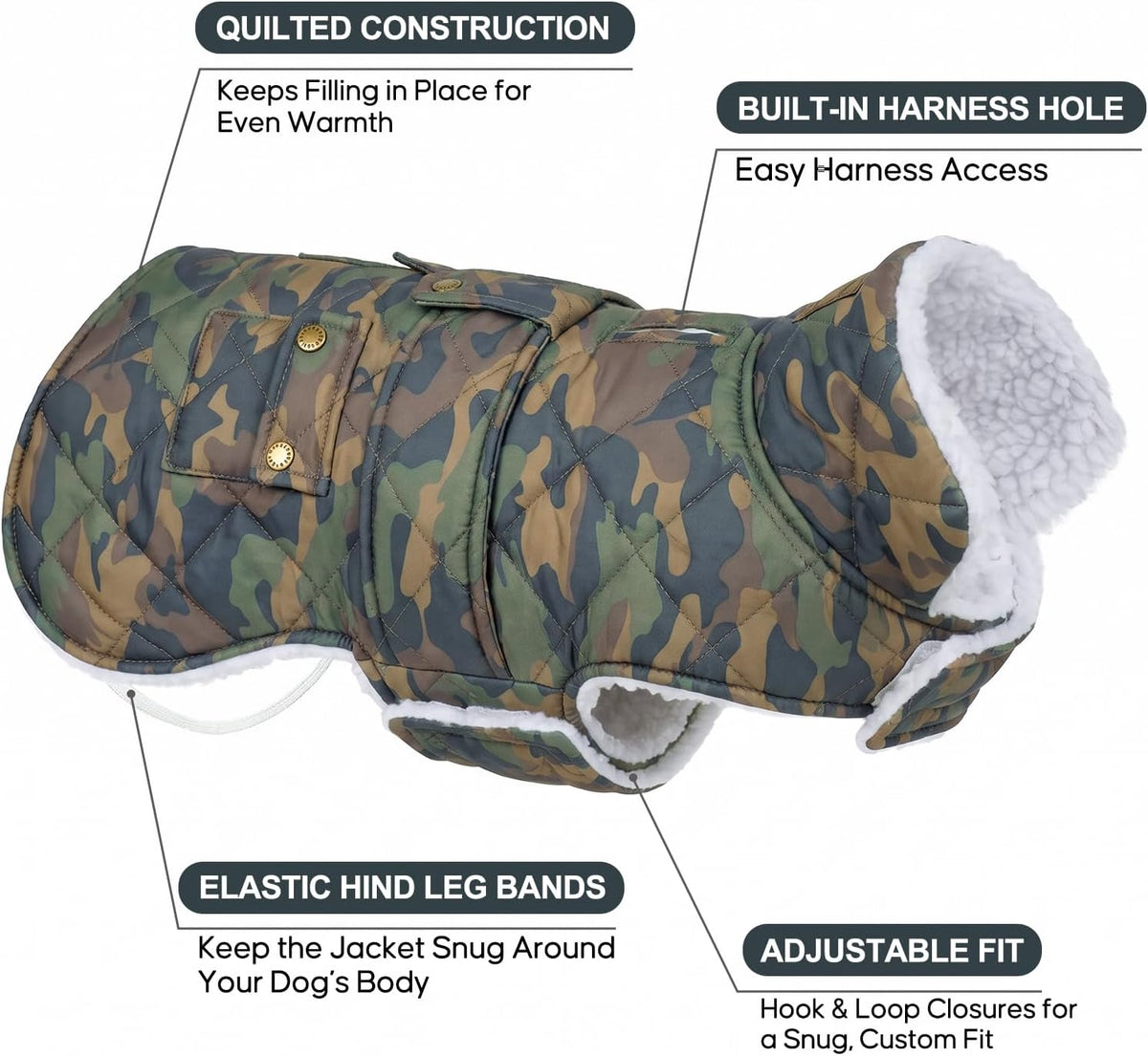 KYEESE Waterproof & Windproof Dog Coat for Small Dogs Puffer Jacket – Essentials for Dogs - XXX-Large / Camouflage - image 4