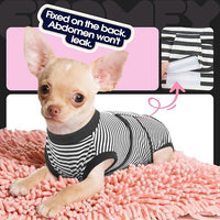 FUAMEY Dog Recovery Suit Male,Dogs Surgery Neuter Suits Puppy Spay Shirts for Female Protect Dog's Skin Anti Licking Abdominal Wounds Doggie Onesie Pet Bodysuit Alternative to Cone Gray Stripes XS