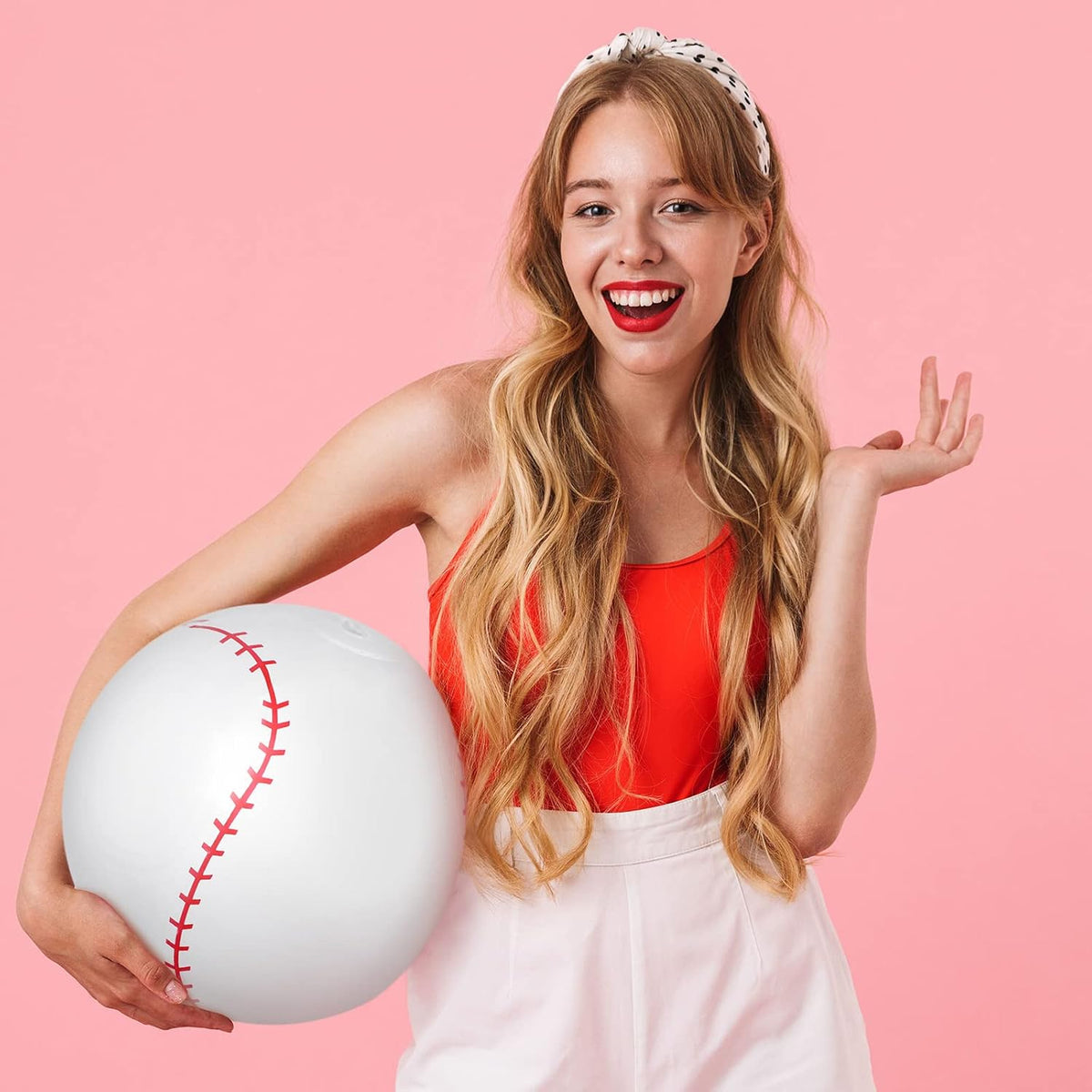 Lewtemi inflatable baseball set with 4 blow-up bats and 2 baseball-print beach balls - view 20
