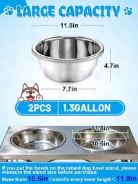 2Pcs 1.3 Gallons Food Grade Stainless Steel Large Dog Bowls – Essentials for Dogs - 1.3 Gallons - image 4