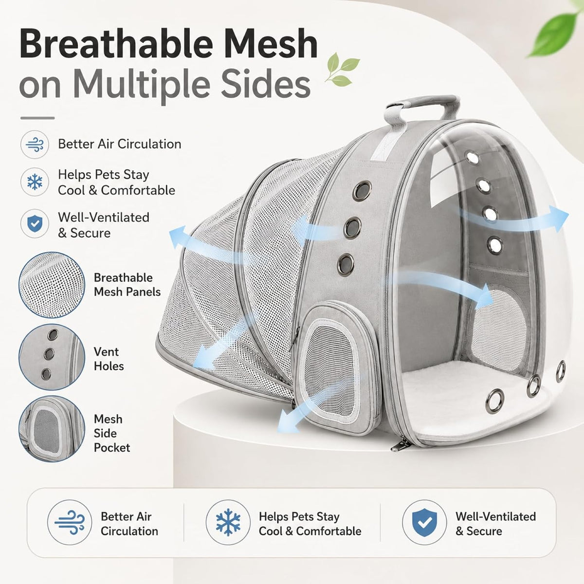 Expandable Cat Carrier Backpack with Bubble Window - Grey - image 4