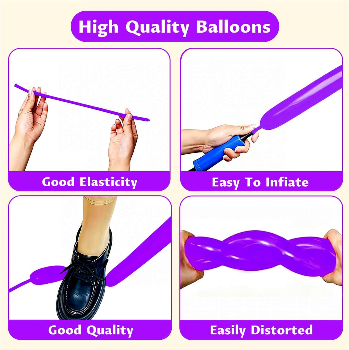 260 Clear Long Balloons for Animals - Purple - image 4