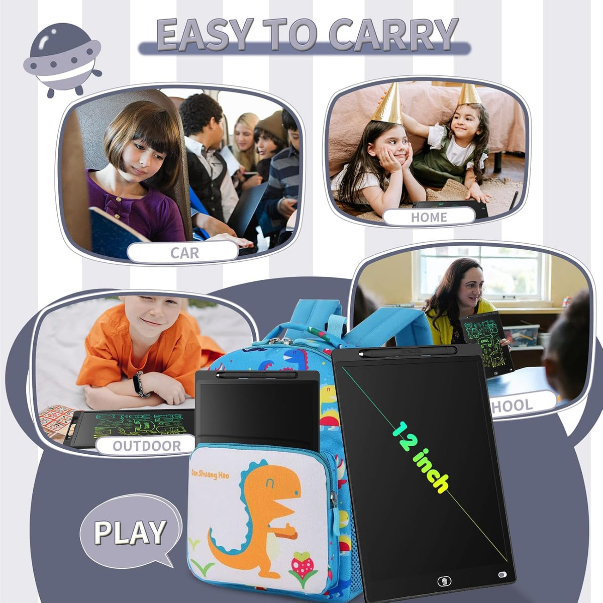 [2 Pack] Genialba LCD Writing Tablet 10-Inch Colorful Doodle Board - Black / 12 Inch / 1 - image 4