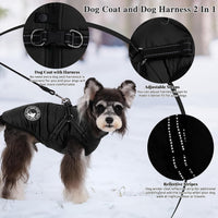 Gyuzh Dog Coat with Harness Puppy Coats Small Dog Harness Jacket - XXX-Large / black - image 3