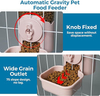 VANNON Small Animal Hanging Automatic Food Dispenser, 35oz Gravity Pet Feeder for Cage, Food Bowl for Rabbit Puppy Cat Ferret Guinea Pig Chinchilla Parrot (Pink)