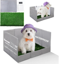 HQ4US Dog Grass Pad with Tray, Foldable Litter Box High Wall - Small for Dog＜ 15" Length