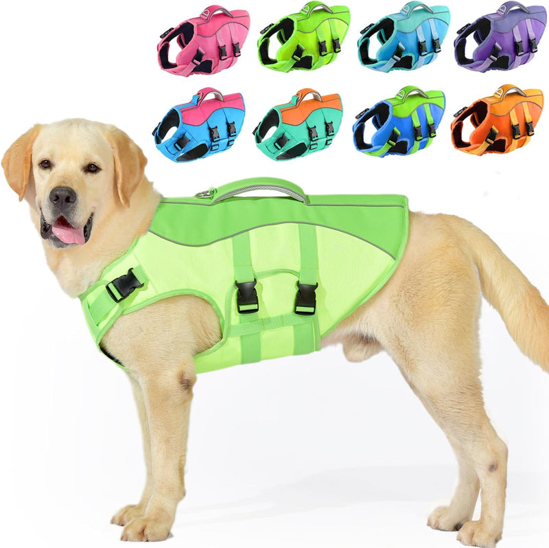 PETDSH Dog Life Jacket Medium - Fluorescent Green & Green / Small