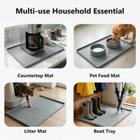 MateeyLife Silicone Waterproof Mat for Dog & Cat Food Mat 19"X12" – Essentials for Dogs - 19''W x 28''L / Light Grey - image 4