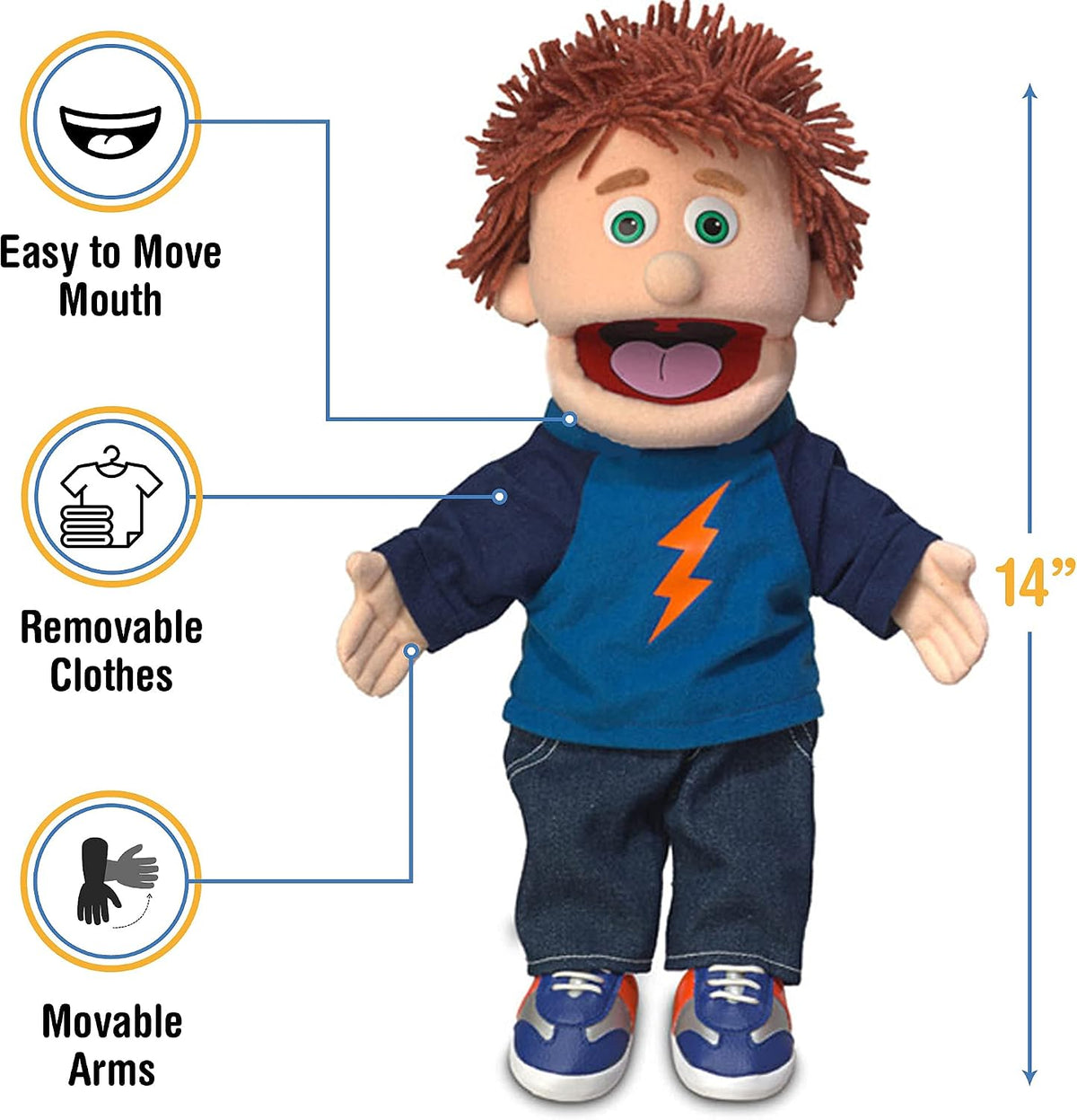 14" Tommy, Peach Boy, Hand Puppet, by Silly Puppets – Fun for Kids & Family - image 3