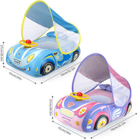 Toddler Float Inflatable Baby Swim Float with Canopy and Seat Pool - 2 Pack Steering Wheel with Canopy - image 2