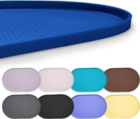Hubulk 100% Waterproof Silicone Pet Feeding Mat with Raised Edge - Navy Blue / 16"L x 10"W
