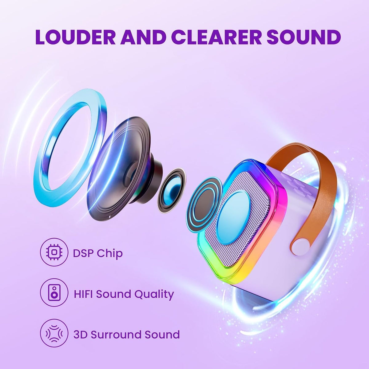 IROO Mini Karaoke Machine for Kids - Light Purple - image 4