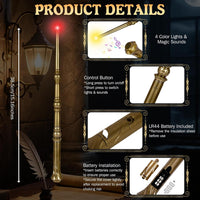Light Up Magic Wizard Wand with Sounds & 4 Color Lights Illuminating - Golden - image 2