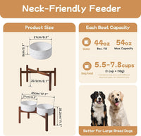 Elevated Dog Bowls, Raised Ceramic Dog Bowl for Small & Medium Dogs – Essentials for Dogs - Double Bowls with Stand- Arctic White / 7.6CUPS - image 2