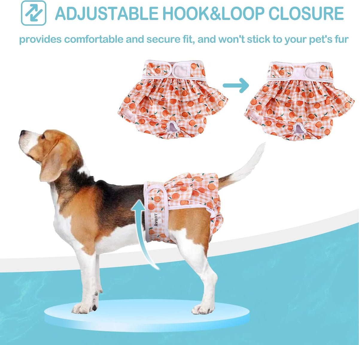 Avont 3 Pack Reusable Dog Diapers Female-Strawberry/Orange/Cherry – Essentials for Dogs - Fruit Pattern - Strawberry/Orange/Cherry / S - image 2
