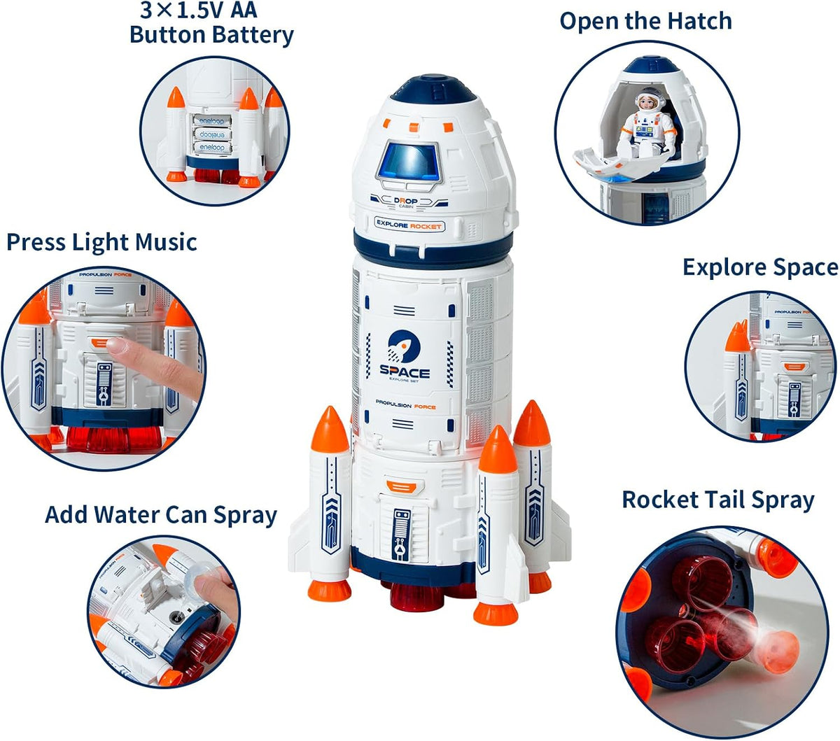 Wbzle space capsule rocket toy with lights, sound and astronaut figure - view 15