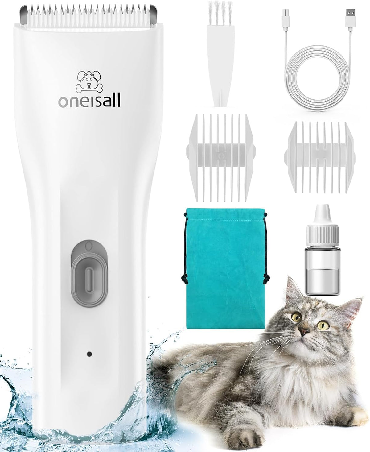 oneisall Pet Clippers for Cat Matted Hair - White / Standard