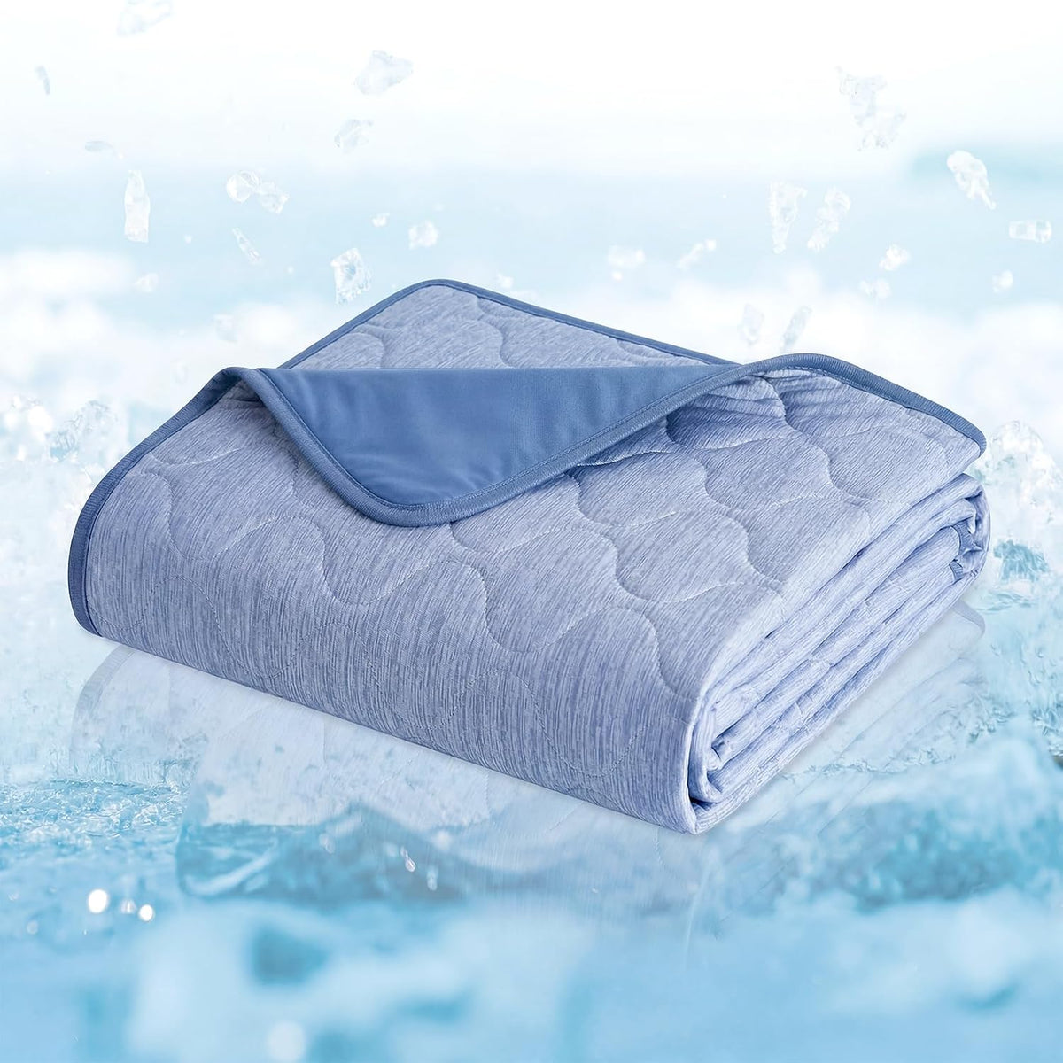 Cozy Bliss Leakproof Cooling Blanket for Large Dogs, Q-Max 0.5 - Heather Haze Blue / 30*70