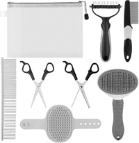 Dog Grooming Kit for Shedding, Bath Gloves - 8 PCS / Gray