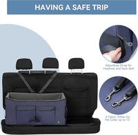 A 4 Pet Dog Car Seat for Medium/Large Dog or 2 Small Dogs, Booster Car Seat with Storage Bags and 2 Seat Belts, Pet Seat for Dogs Under 55 lbs