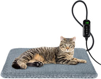Heated Dog Bed, Waterproof Adjustable Temperature Dog Cat Heating Pad with Timer, Indoor Pet - S: 18" x 16" / Grey