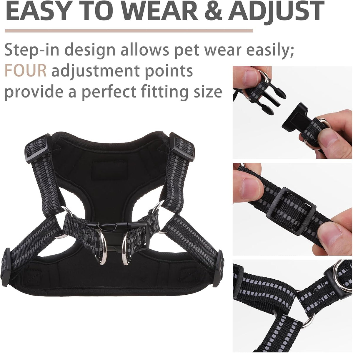 PUPTECK Dog Harness and Leash Set Small Sized - S (13-17lbs, Chest 15"-18") / #1 LightPink(Breathable Mesh) - image 3