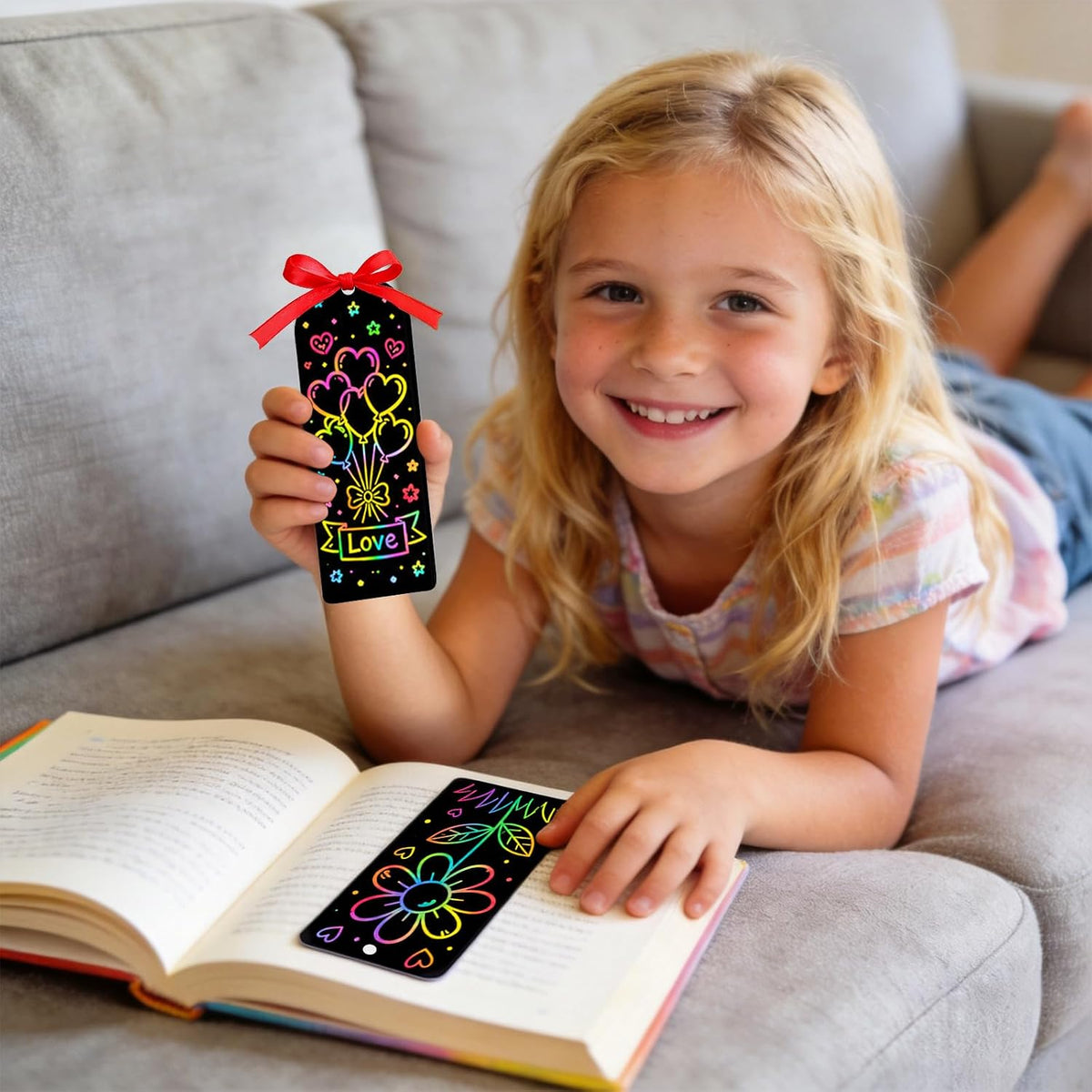 ZMLM Rainbow Scratch Paper Art Bookmarks for Kids Party Favors 36 Pack – Fun for Kids & Family - 36 - image 2