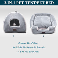 Cat Bed for Indoor Cats - Cat Cave Beds Cat House Cat Tent with Removable Washable Cushioned - Grey / L(17.5 x 17.5 x 17.5 Inch) - image 4