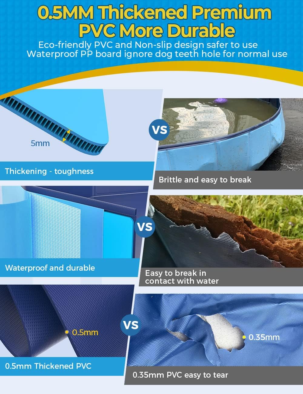 VISTOP Extra Large Foldable Dog Pool XXL - XXL- 67" x 12" / Blue - image 2