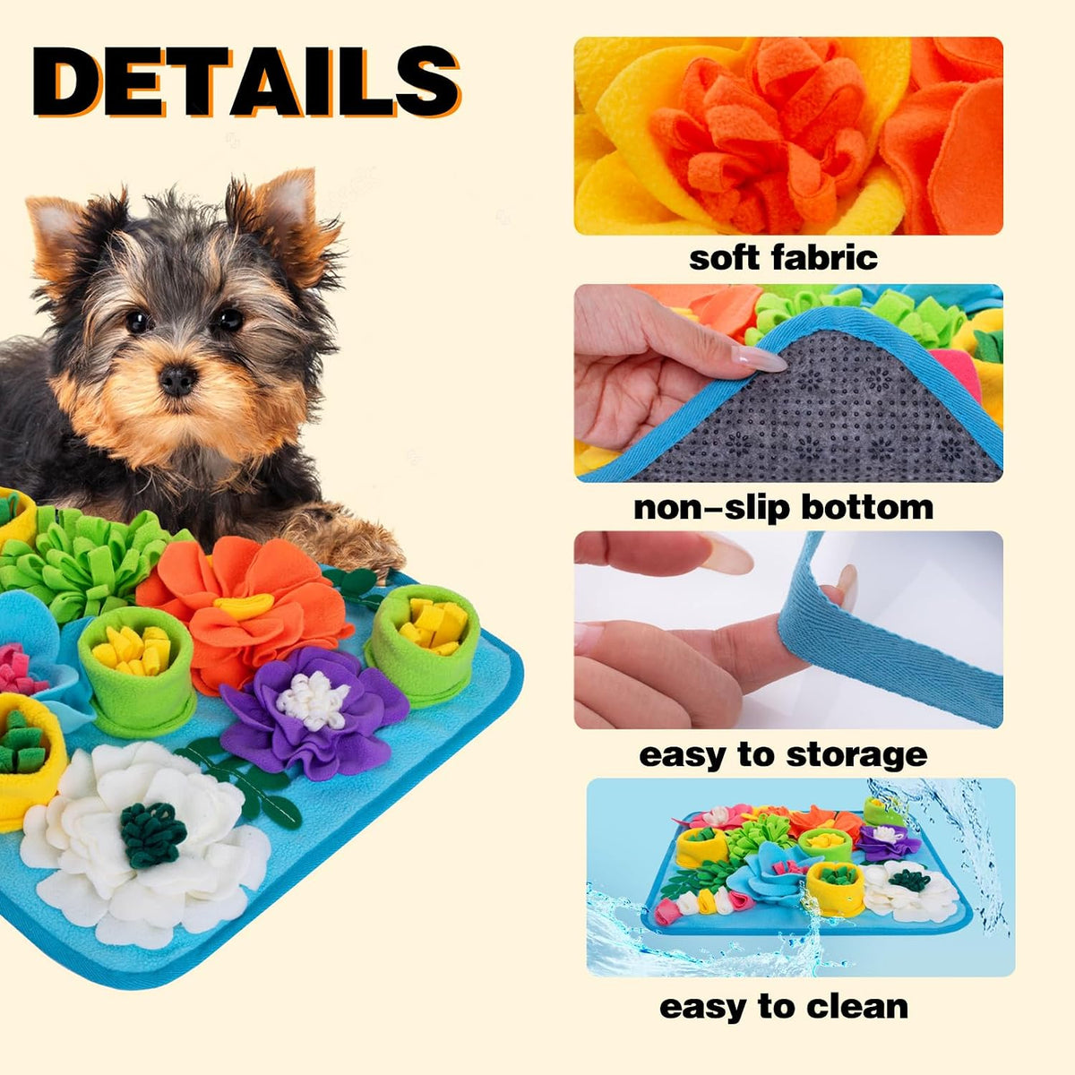 Snuffle Mat for Dogs, Sniff Mat Slow Feeding Mat for Small Pets Cats, Rabbits - Help Stress Relief - Sky Blue - image 2