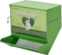 Metal Small Animal Feeder with Lid, Heavy Duty - 7.4 inch / Green