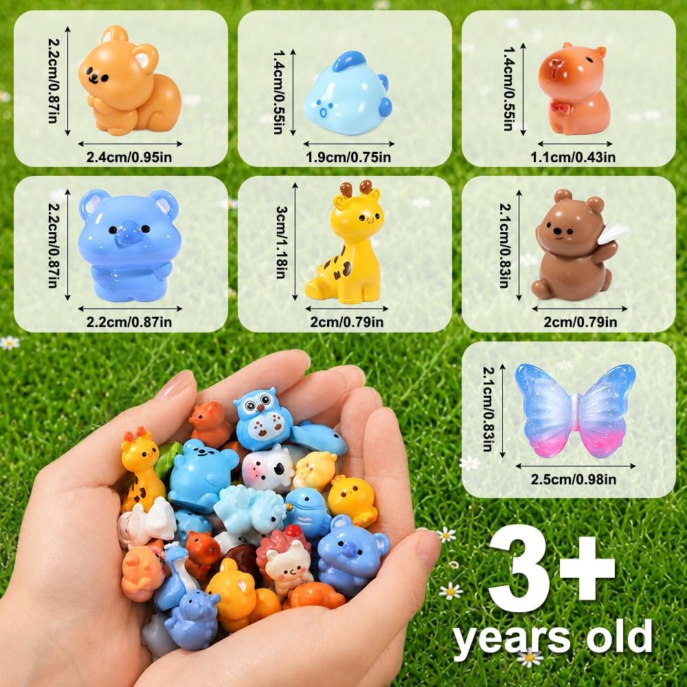 DIYDEC 60PCS Luminous Mini Resin Animals 60 Styles Miniatures Glow - 68pcs Mini Resin Toy - image 3