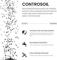 Ultum Nature Systems Controsoil - Freshwater Aqua Soil Substrate for Fish, Shrimp, Live Plant Propagation and Aquascaping - 6.8pH Low Ammonia, Volcanic Ash - Black, Normal (1 Liter | 2LB)