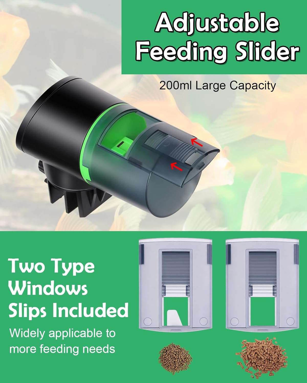 Automatic Fish Feeder for Aquarium Easy Setup & 4 Timers Green – Essentials for Fish - Green / CY-009-LCD Screen - image 3