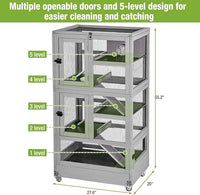 GUTINNEEN Ferret Cage Anti-Chewing Guinea Pig cage with Wheels Chinchilla Cage Metal Frame Small Animal Cage,Lizard,Squirrel Chameleon,Gerbils 5 Levels