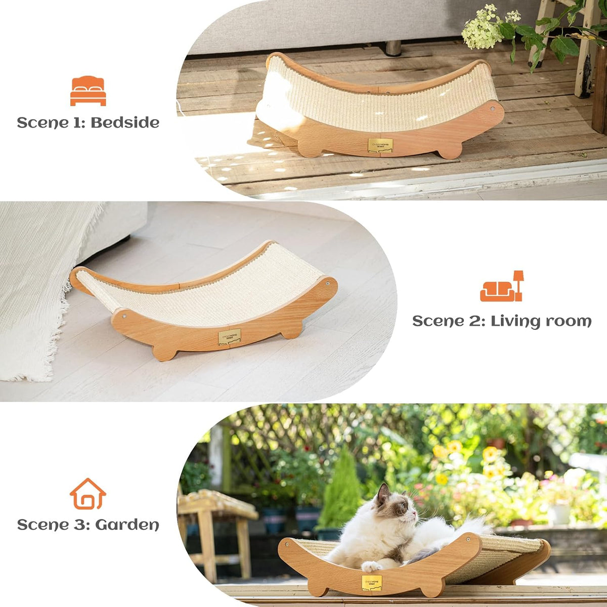 Sisal Cat Scratcher Bed Indoor Wooden Cat Furniture – Essentials for Cats - Standard - image 4