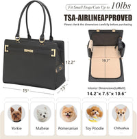 2-in-1 Stylish Dog Purse Carrier Travel Tote Bag for Small Dogs Cats - Black / 15.0"L x 7.5"W x 12.2"H - image 2