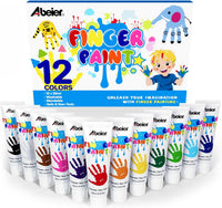 ABEIER Washable Finger Paint for Toddlers 1-3 - 1.21 Fl Oz (Pack of 12)