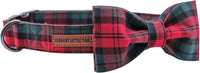 Dog Collar with Bow, Elegant Little Tail Blue Plaid Boy Dog Collar Cute Bow – Essentials for Dogs - Christmas Plaid / Medium (Pack of 1) - image 2