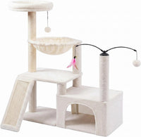YUNIQUE Cat Tree with Cat Condo and Big Hammock, Grey – Essentials for Cats - 288 White