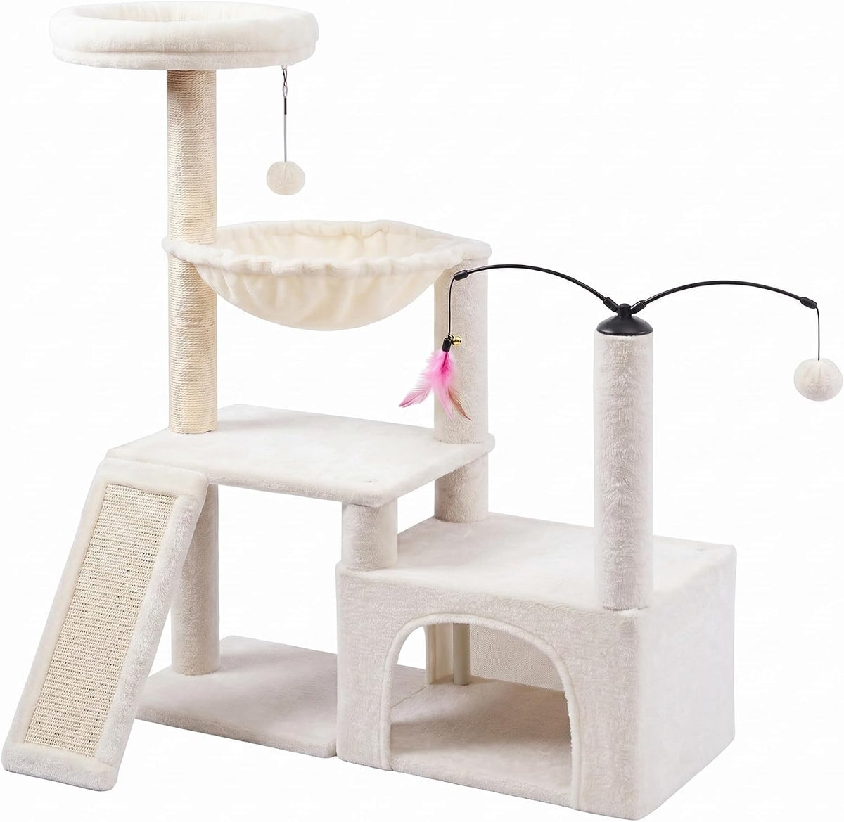 YUNIQUE Cat Tree with Cat Condo and Big Hammock, Grey – Essentials for Cats - 288 White