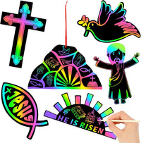 JULMELON 36 PCS Butterfly Scratch Cards, Rainbow Scratch Paper – Fun for Kids & Family - Religious Easter Crafts
