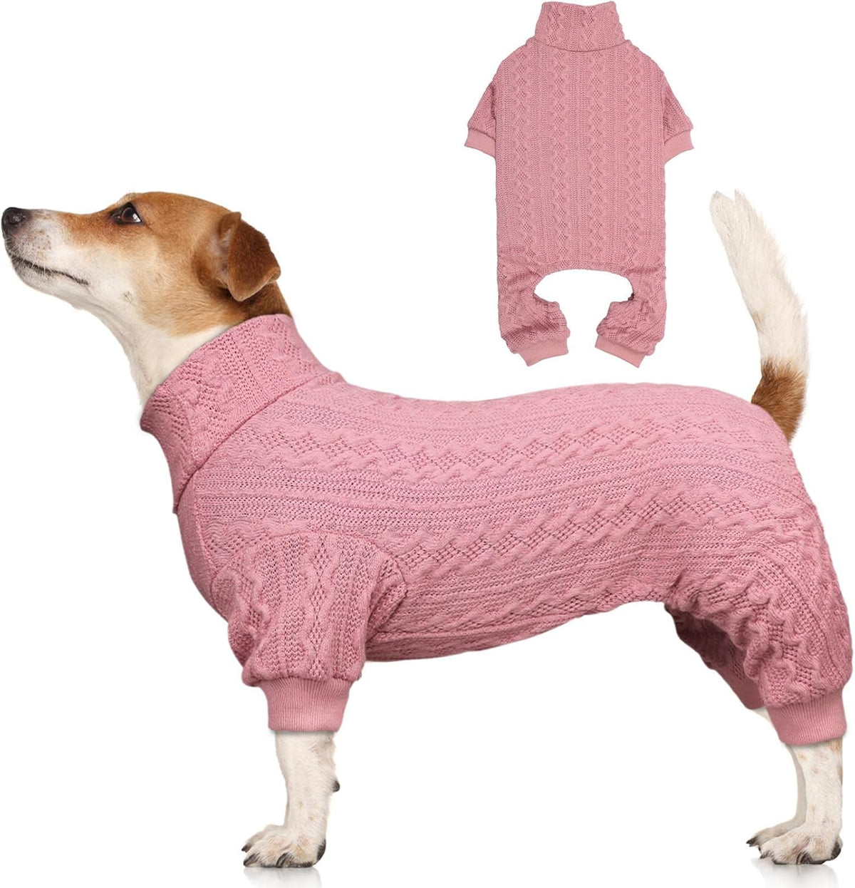 Dog Sweaters for Large Dogs Turtleneck Knitted Pet Clothes Solid - Large / Pink