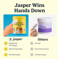 Jasper Dog Dental Wipes, Dog Finger Toothbrush Disposable, Tooth Brush Cleaning Wipes, Pet Teeth Cleaning Dental Care, 60 Count, Coconut