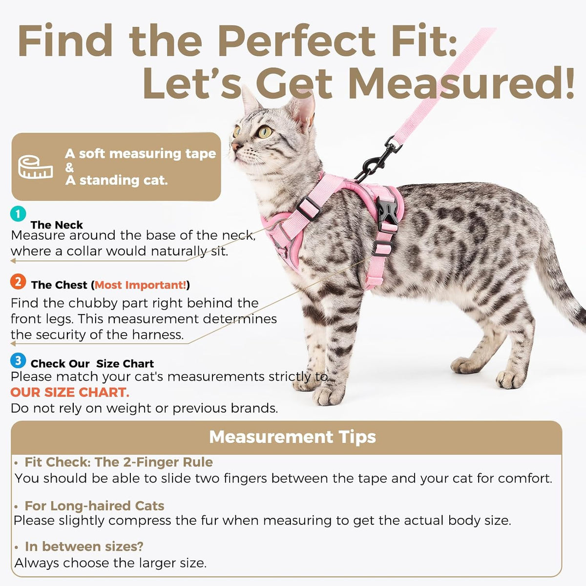 Cat Harness and Leash Set, Escape Proof Cat Vest, XL - Pink / X-Large - image 2