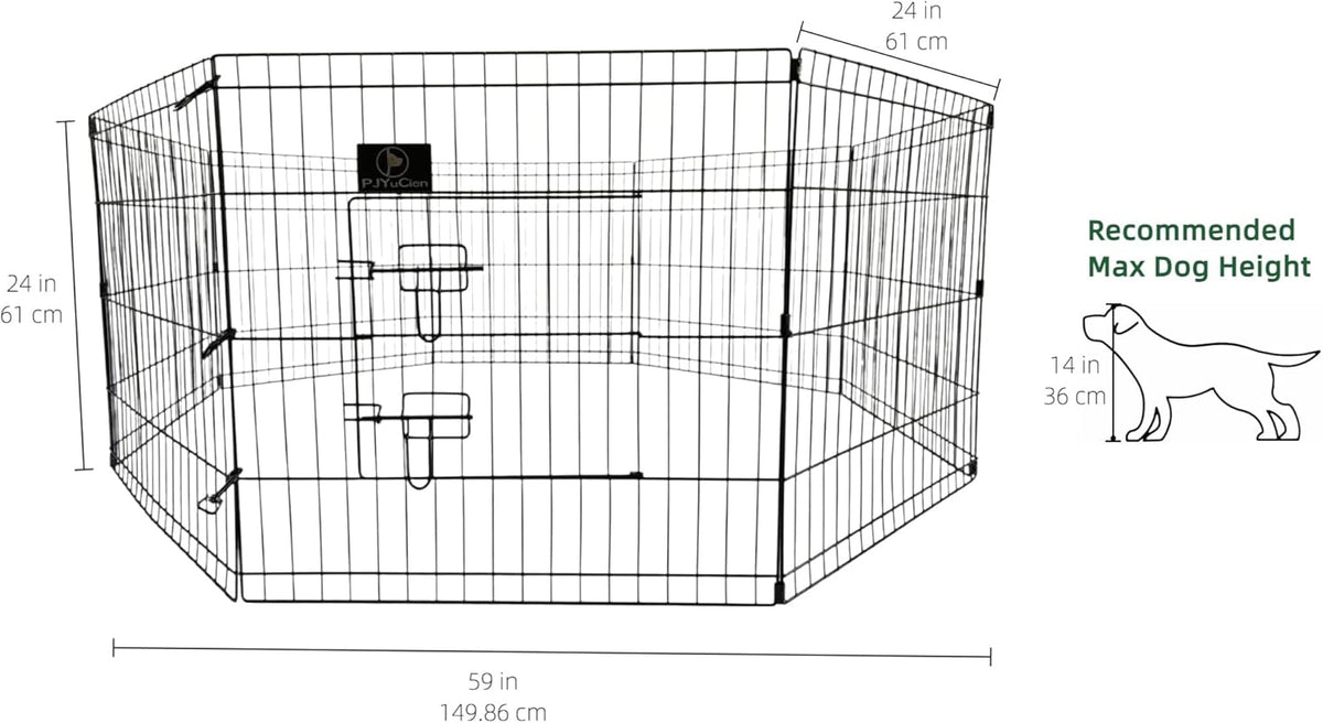 Puppy Playpen with Bottom Pad and Door, 8 Panels 24" H - Black / X-Small Pen: 24-Inch High / Playpen+Bottom+Top Cover - image 3