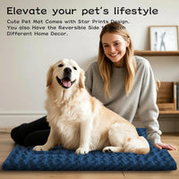 Dog Bed Crate Mat, Soft Durable Washable Anti-Slip Kennel Pad for Dogs & Cats, Reversible) - L(35"*23"*1.5") / Navy Blue-1pc - image 3