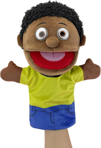 Family Hand Puppets,Puppets for Kids Role Paly Family Members 13.4 INCH Multi-Ethnic Puppets Plush - Black-boy